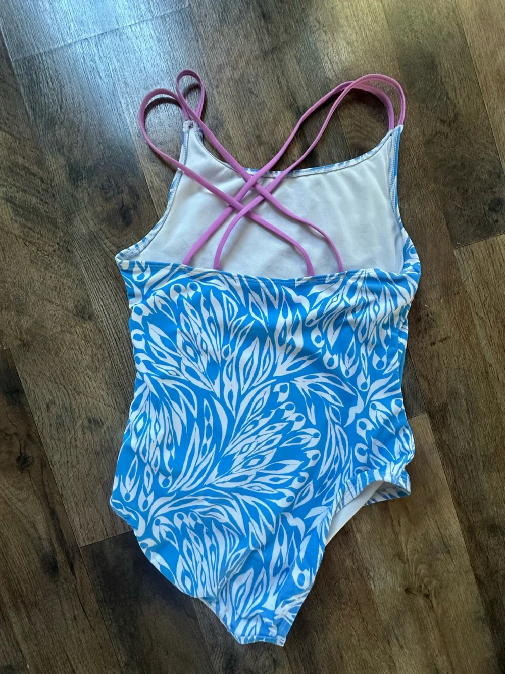Girls' Blue & Pink Patterned One-Piece Swimsuit - Kids